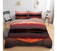 Funda Nordica Cama 90 Paisaje Japonés, Ropa de Cama Reversible Montaña 3D Microfibra Funda Edredon 150x200 cm y 2 Fundas de Almohada con Cremallera 3 Piezas 1835-ABC