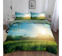 Funda Nordica Cama 90 Paisaje Natural, Ropa de Cama Reversible Plantas Verdes 3D Microfibra Funda Edredon 135x200 cm y 2 Fundas de Almohada con Cremallera 3 Piezas 2138-ABC
