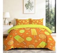 Funda Nórdica Cama 90 Palomitas de Limón Reversible Funda de Edredón 135 x 200 cm Estrellas de Dibujos Animados Juego de Ropa de Cama 3 Piezas en Microfibra Transpirable con Cremallera y 2 Fundas D-38