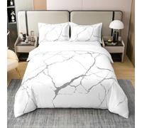 Funda Nordica Cama 90 PatróN de MáRmol Gris Microfibra Suave 3D Funda Nórdica 155x200 Estampado Blanca Ropa de Cama con Cremallera Fundas Edredón con 2 Fundas Almohada h-1887