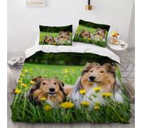 Funda Nordica Cama 90 Perro Microfibra Suave 3D Funda Nórdica 135x200 Hierba Verde Ropa de Cama con Cremallera Fundas Edredón con 2 Fundas Almohada y-1952