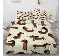 Funda Nordica Cama 90 Perro Tejonero, Ropa de Cama Reversible Divertido 3D Microfibra Funda Edredon 135x200 cm y 2 Fundas de Almohada con Cremallera 3 Piezas 2210-ABC