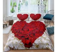 Funda Nordica Cama 90 PéTalos en Forma de CorazóN Microfibra Suave 3D Funda Nórdica 135x200 Parejas RomáNticas Ropa de Cama con Cremallera Fundas Edredón con 2 Fundas Almohada h-3782
