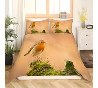 Funda Nordica Cama 90 Petirrojo Ropa de Cama Pajarito Fundas Nordicas 150x200cm Petirrojo Juego de Cama 3 Piezas con Cremallera, Funda Edredon Microfibra Suavey 2 Fundas de Almohada