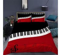 Funda Nordica Cama 90 Piano Microfibra Suave 3D Funda Nórdica 135x200 Tema Musical Ropa de Cama con Cremallera Fundas Edredón con 2 Fundas Almohada c-227