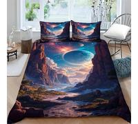 Funda Nordica Cama 90 Planeta de FantasíA Juego de Ropa de Cama de Suave Microfibra Ilustraciones del Universo Funda NóRdica 150x220 cm con Cremallera y 2 Funda de Almohada 50x75 cm ba4359