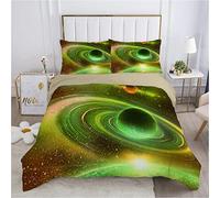 Funda Nordica Cama 90 Planeta Verde, Juego de Ropa de Cama Infantil Microfibra, Funda Edredon 135x200 cm con Cremallera y 1 Funda de Almohada 50x75 cm