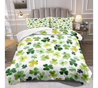 Funda Nordica Cama 90 Plantas, Funda Nordica 135x200 TréBol De Cuatro Hojas, Conjuntos de Cama Estampado 3D con Cremallera, Funda Nórdica Microfibra y 2 Funda de Almohada 50x75 cm