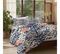 Funda Nordica Cama 90 Plantas Simétricas Rústico Azul Marino Funda Nórdica Edredon 135X200Cm Flores Vides Nórdicas con 1 Fundas De Almohada 2 Piezas Ropa De Cama De Microfibra Suave