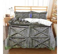 Funda Nordica Cama 90 Puerta de Madera Antigua Funda Edredon 155x200 Impresión 3DRústica Country Retro Ropa de Cama Fundas de Edredón Microfibra Suave y 2 Fundas de Almohada 50x75 u-1977