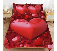 Funda Nordica Cama 90 Romance en Forma de Corazón Funda Edredon Microfibra Suave 3D Juego de Ropa de Cama Rojo Funda Nordica 150x200 y 2 Fundas de Almohada 50x75 cm D-3158