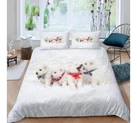 Funda Nordica Cama 90 Samoyedos Impresión 3D Ropa de Cama Cachorrito Lindo Suave Microfibra Funda de Edredón 150x200 cm con Cremallera y 2 Fundas De Almohada 50x75 cm n.1838