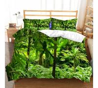 Funda Nordica Cama 90 Selva Tropical Funda de edredon LáMina De Plantas 3D Funda Nórdica 155x200 Funda Nordica de Microfibra Suave con Cremallera + 2 Fundas de Almohada 50x75cm e-9