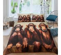 Funda Nordica Cama 90 Simio Funda Edredon 155x200 Impresión 3DArte al óleo Ropa de Cama Fundas de Edredón Microfibra Suave y 2 Fundas de Almohada 50x75 G/1581