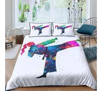 Funda Nordica Cama 90 Taekwondo 3D Impresión Funda de Edredón Artes Marciales de Karate Microfibra Suave Transpirable Funda Nórdica 135x200 cm con 2 Fundas de Almohada 50x75cm f.1502