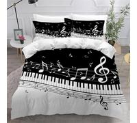 Funda Nordica Cama 90 Teclado de Piano 3D Ropa de Cama Música Clásica Suave Microfibra Funda Nórdica 135x200 cm con Cremallera y 2 Funda De Almohada 50x75 cm E.1267
