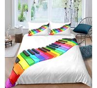 Funda Nordica Cama 90 Teclado de Piano 3D Ropa de Cama Patrones Coloridos Suave Microfibra Funda Nórdica 150x200 cm con Cremallera y 2 Funda De Almohada 50x75 cm E.1292