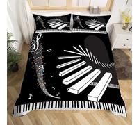 Funda Nordica Cama 90 Teclado de Piano Fundas de Edred Notas de Colores Funda Edredoesn Microfibra Fundas Nórdicas 150x200 cm con 2 Fundas de Almohada con Cremallera B.1905