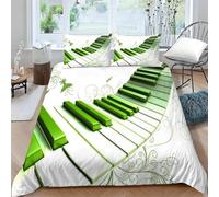 Funda Nordica Cama 90 Teclado de Piano Fundas de Edred Tema Verde Funda Edredoesn Microfibra Fundas Nórdicas 150x200 cm con 2 Fundas de Almohada con Cremallera B.879