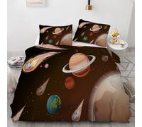 Funda Nórdica Cama 90 Tierra Funda de Edredón 135x200 Planeta Juego de Cama de Microfibra Suave con Cremallera y 2 Fundas de Almohada 50x75