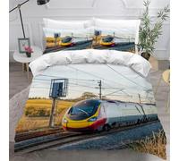 Funda Nordica Cama 90 Tren Clásico Funda Edredon Microfibra Ropa de Cama Tren de Alta Velocidad Fundas Nórdicas 150x200 con 2 Fundas de Almohada 50x75 con Cremallera B-1392