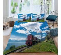 Funda Nordica Cama 90 Tren Funda de edredon VehíCulos 3D Funda Nórdica 135x200 Funda Nordica de Microfibra Suave con Cremallera + 2 Fundas de Almohada 50x75cm e-2396