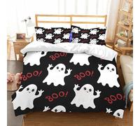 Funda Nordica Cama 90 víspera de Todos los Santos 3 Piezas Juego de Ropa de Cama de Microfibra para Niños Niñas, Funda de Edredón 150x220 cm con Cremallera y 2 Funda de Almohada 50x75 cm