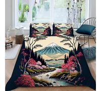 Funda Nordica Cama 90 Vista del Monte Fuji Funda Edredon Microfibra Suave 3D Juego de Ropa de Cama Estampados Ukiyo-E Japoneses Funda Nordica 135x200 y 2 Fundas de Almohada 50x75 cm C-301