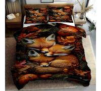 Funda Nordica Cama 90 Zorro Lindo Juego de Ropa de Cama de Suave Microfibra Cuento de otoño Funda NóRdica 150x220 cm con Cremallera y 2 Funda de Almohada PA3033