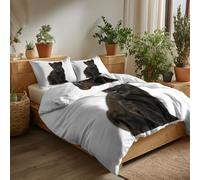 Funda Nórdica Cama Animal Pantera Negra Pequeña Simple Microfibra 3 Piezas Compuesto por 1 Funda Nordica 180 x 220 cm + 2 Fundas de Almohada 50x75cm, Reversible Estampada, Juego de Ropa Cama, Blanco
