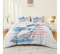 Funda Nórdica Cama Bandera Nacional del marlín Azul al Aire Libre Juego de 3 Piezas 150 x 220 100% Microfibra Suave - Ropa Cama con Estampado Moderno Azul Marino