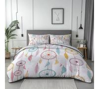 Funda Nórdica Cama Blanco Diseño Dibujos Animados fantasía atrapasueños. con 2 Fundas de Almohada 50x70 cm - Funda Nórdica 135 x 200 cm de Microfibra Suave, Transpirable y Lavable