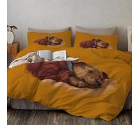 Funda Nordica Cama Cachorro Durmiendo - Funda Edredon Lindo Animal De Acuarela Y 2 Fundas de Almohada, Ropa De Cama Microfibra Suave Y Transpirable con Cremallera, 240x220cm