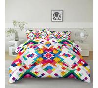 Funda Nordica Cama de 2 Piezas, Microfibra Suave Transpirable Moderno Arte Geometría Superposición Cuadrado Juego de Funda nórdica Reversible con 1 Funda de Almohada 50 x 75 cm, Blanco