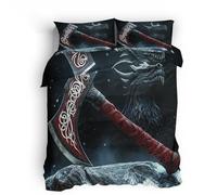 Funda nórdica Cama Doble 220x240cm Rey Dragón del Hacha Funda nórdica Cama con Estampado 3D Tejido Suave y Transpirable de Microfibra, diseño a Doble Cara, no destiñe, Cierre Oculto