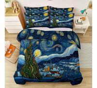 Funda Nórdica Cama Historietas, Microfibra Funda de Edredón 220 x 220 cm + 2 Fundas Almohada, Magnífico Cielo Estrellado Funda Nordica con Cremalleras, Multicolor