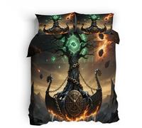 Funda nórdica Cama Juvenil 135x200cm Tótem del Ojo Mágico Verde Funda nórdica Cama Infantil Cobertura Decorativa Transpirable, Microfibra Suave, Doble Cara, sin pérdida de Color