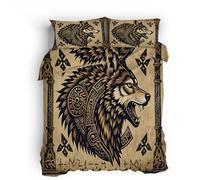 Funda nórdica Cama Moderna 220x240cm Tótem del Rey Lobo Funda nórdica Cama con Funda de Almohada Capa en Microfibra Suave, Doble Estampado y Cierre Invisible, año