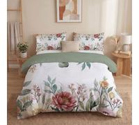 Funda Nordica Cama Plants and Flowers Branch and Leaf Rose Pink con 2 Funda Almohada 50x75 cm Fundas Nordica 230x220cm de Microfibra Suave Transpirable