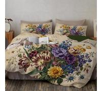 Funda Nordica Cama Realistic Flowers Tulips and Anemones Yellow con 1 Funda Almohada 50x75 cm Fundas Nordica 150x200cm de Microfibra Suave Transpirable