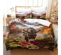 Funda Nórdica con Burro Poliéster Microfibra Juego De Ropa De Cama Arce Otoñal con Fundas Almohada para Habitaciones De Niños Y Adolescentes Single（140x200cm）