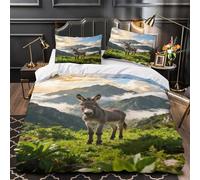 Funda Nórdica con Burro Poliéster Microfibra Juego De Ropa De Cama Pradera Montaña con Fundas Almohada para Dormitorio Principal Y De Huéspedes Super King（260x220cm）