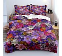 Funda Nórdica con Estampado Floral de 2/3 Piezas - Juego de Cama con Flores de Arcoíris para Mujeres y Niños - Juego de Funda Nórdica 220X240 de Microfibra Transpirable de Fácil Cuidado con Jard