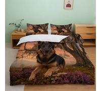 Funda Nórdica con Pastor Alemán Ultra Suave Microfibre Juego De Ropa De Cama Caucho con Fundas De Almohada Calidad Hotelera Y Fácil De Cuidar King（220x240cm）