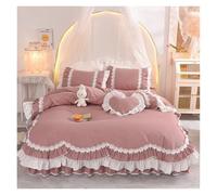 Funda nórdica con ribete de encaje, Juego de cama de algodón con volantes estilo princesa, paquete de 4, varios tamaños(1,1.5M Bed Skirt 4pcs)