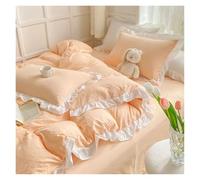 Funda nórdica con ribete de encaje, Juego de funda nórdica con volantes estilo princesa multicolor, varios tamaños, paquete de 4, algodón(Color-04,Twin 3pcs for 1m bed)