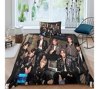 Funda Nórdica Conjunto Stray Kids Estampado Juego De Cama 3 Piezas Funda Hipoalergénica De Tejido De Microfibra para Niños Adolescentes Single（135x200cm）