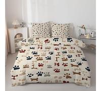 Funda nórdica de 220 x 240 cm, diseño de huellas de animales, suave y transpirable, edredón para cama de matrimonio, microfibra, sin funda de almohada, lavable, para 4 estaciones con 2 fundas de