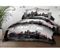 Funda nórdica de 240 x 260 cm y 2 Fundas de Almohada, Microfibra Suave y Resistente, fácil Mantenimiento, Nueva York, Color Negro