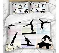 Funda Nórdica de 3 Piezas, Chica de Gimnasia: 3 Piezas Juego de Sabanas de Fibra de Poliéster Fundas Nordicas Cama Incluye 1 Funda de Edredón y 2 Fundas de Almohada - 220x260cm